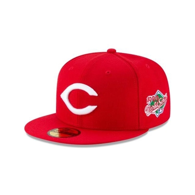 Red Cincinnati Reds Hat - New Era MLB Wool World Series Side Patch 59FIFTY Fitted Caps USA8495367